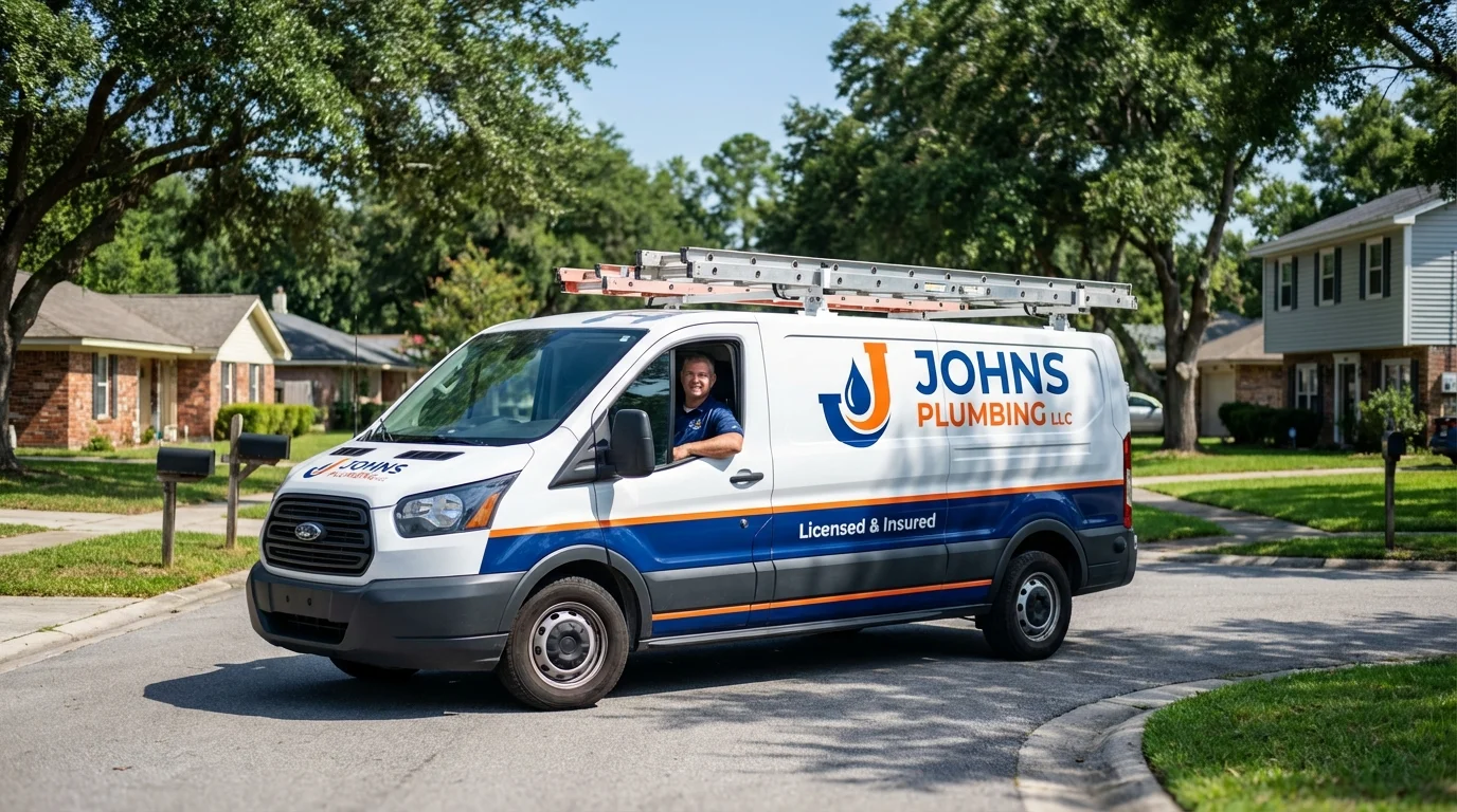 Johns Plumbing LLC service van in Decatur, TN