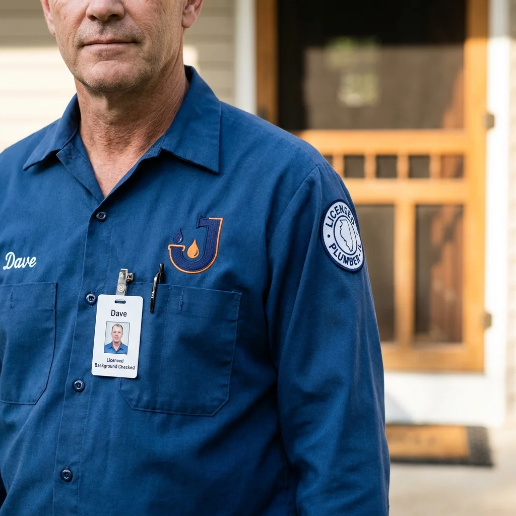 Licensed plumber showing ID badge in Decatur, TN